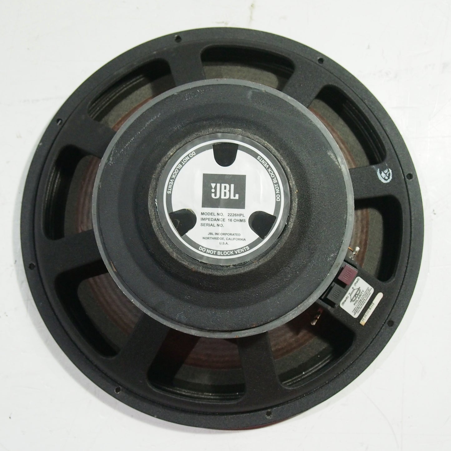 JBL 2226HPL 15" Driver Woofer 16 OHM (FOR REPAIR/PARTS ONLY)