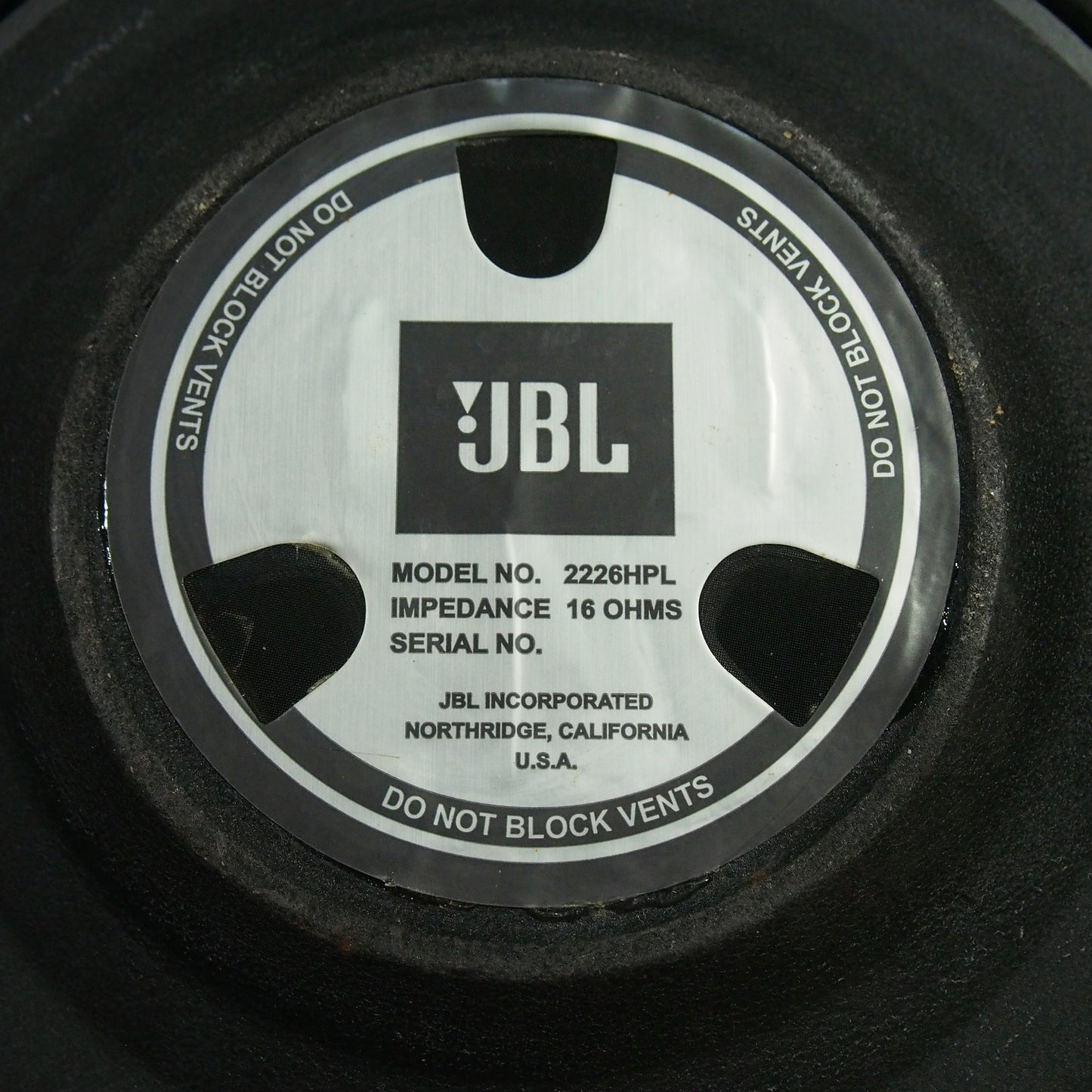 JBL 2226HPL 15" Driver Woofer 16 OHM (FOR REPAIR/PARTS ONLY)